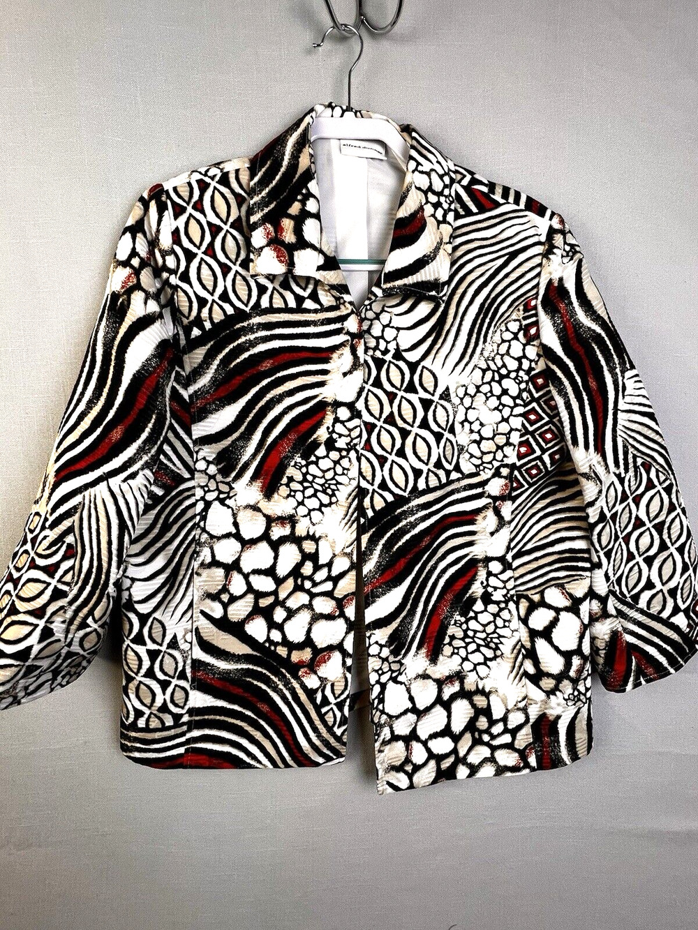 Alfred Dunner Jacket Women's 16 Black Red Art To Wear Lined Office Work